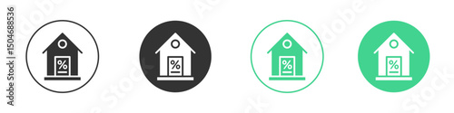 Mortgage icon Minimal Flat Line Vector Icon Set.