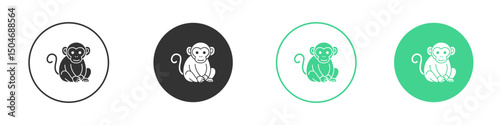 Monkey icon Minimal Flat Line Vector Icon Set.