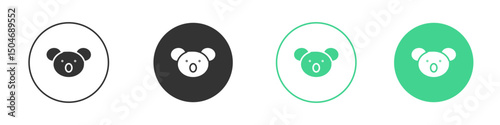 Koala head icon Minimal Flat Line Vector Icon Set.
