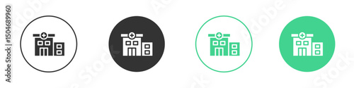 Hospital icon Minimal Flat Line Vector Icon Set.