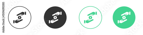 Hand money exchange icon Minimal Flat Line Vector Icon Set.