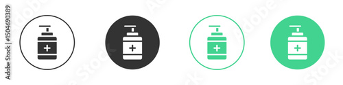 Hand sanitizer icon Minimal Flat Line Vector Icon Set.