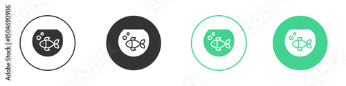 Fish bowl icon Minimal Flat Line Vector Icon Set.