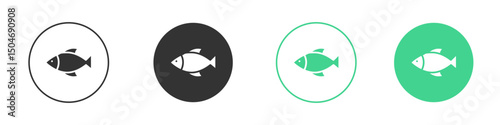 Fish icon Minimal Flat Line Vector Icon Set.