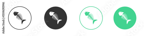 Fish bones icon Minimal Flat Line Vector Icon Set.