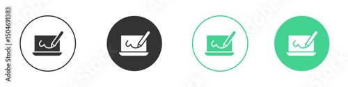 Electronic signature icon Minimal Flat Line Vector Icon Set.