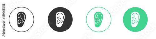 Ear icon Minimal Flat Line Vector Icon Set.