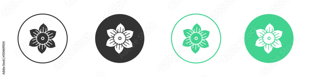 Fototapeta premium Daffodil Flower icon Minimal Flat Line Vector Icon Set.