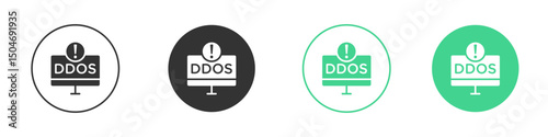 Ddos icon Minimal Flat Line Vector Icon Set.