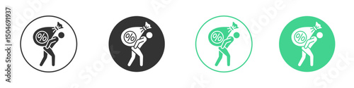 Debt icon Minimal Flat Line Vector Icon Set.