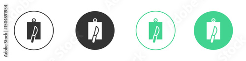 Cutting board with knife Minimal Flat Line Vector Icon Set.