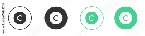 Copyright icon Minimal Flat Line Vector Icon Set.