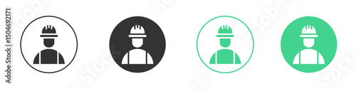 Construction worker icon Minimal Flat Line Vector Icon Set.