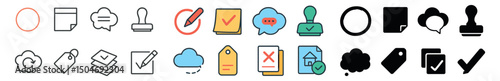 Business and office colorful, minimalist and outline icon collection. professional tools set
