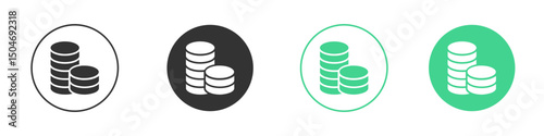 Coins stack icon Minimal Flat Line Vector Icon Set.