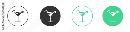 Cocktail icon Minimal Flat Line Vector Icon Set.