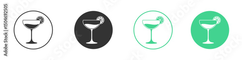 Citrus Martini glass icon Minimal Flat Line Vector Icon Set.