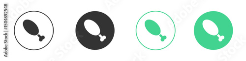Chicken leg icon Minimal Flat Line Vector Icon Set.