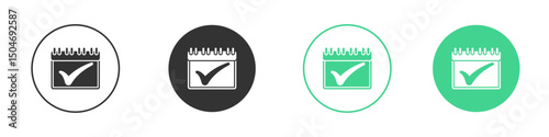 Check in calendar icon Minimal Flat Line Vector Icon Set.