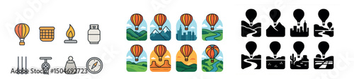 Adventure and exploration icon collection in bold and outline style. travel and journey set