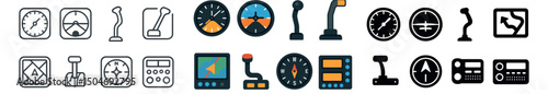 Aviation and aircraft icon collection in outline, flat, and glyph styles. flight and travel set