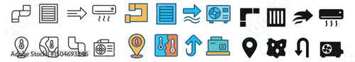Air conditioning and hvac icon collection in linear, dual-tone, and flat styles