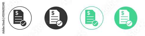 Bill paid icon Minimal Flat Line Vector Icon Set.