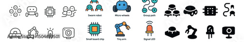 Robotics and ai icon collection in flat, line, and glyph styles. technology and innovation set