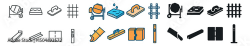 Construction and tools icon collection. line, colored, and filled styles for building tools