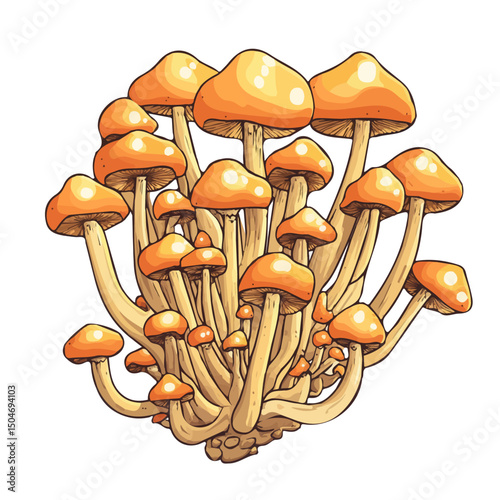 Cordyceps Mushroom, vector graphic, 2D flat isometric cartoon illustration on white background.
