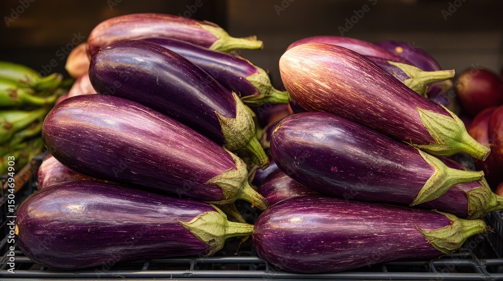 custom made wallpaper toronto digitalPurple eggplants featured on supermarket vegetable stand