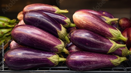 Wallpaper Mural Purple eggplants featured on supermarket vegetable stand Torontodigital.ca