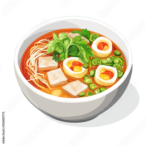Goi Cuon, vector graphic, 2D flat isometric cartoon illustration on white background.
