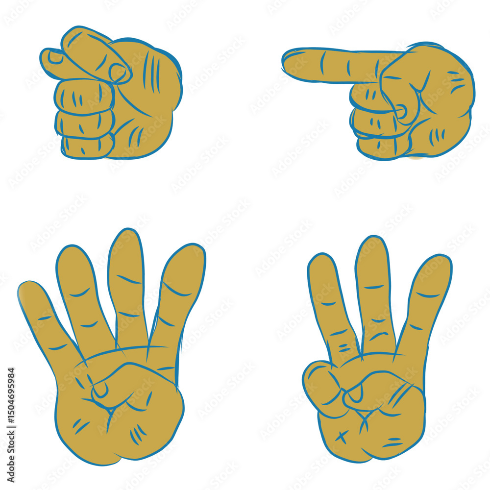 Fototapeta premium Fingers Clip Art Set Transparent Background