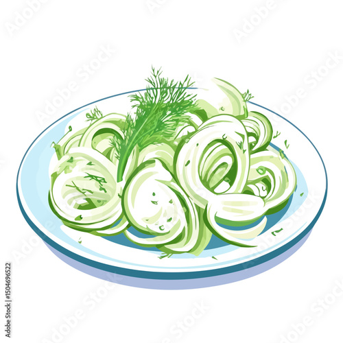 Fennel Salad, 2D isometric flat cartoon vector illustration isolated on white background.