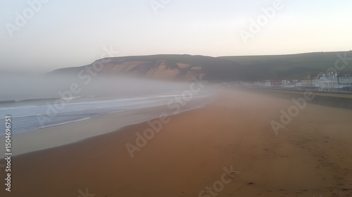 Wallpaper Mural Misty Beach Morning Seascape Coastal Town Fog Torontodigital.ca