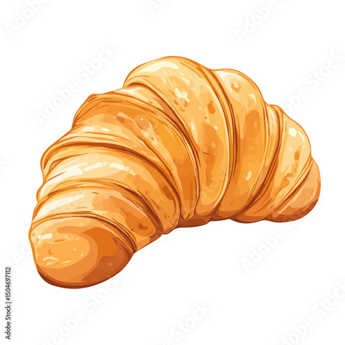 Croissant, 2D isometric flat cartoon vector illustration isolated on white background.