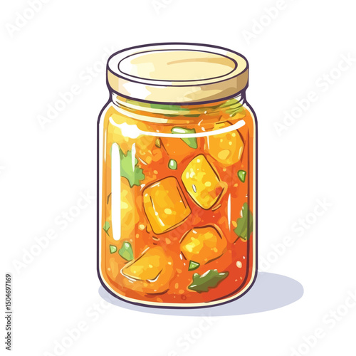 Chutney, flat 2D isometric cartoon vector image isolated on white background.