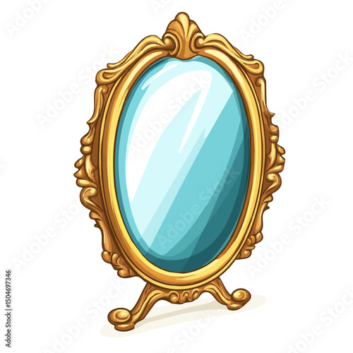 Decorative Mirror, 2D isometric flat cartoon vector illustration isolated on white background.