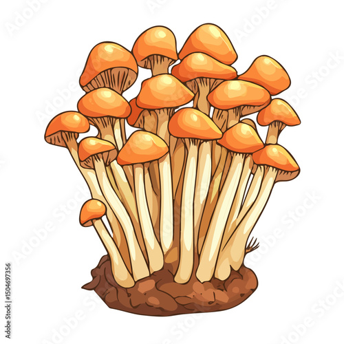 Cordyceps Mushroom, cartoon vector illustration, flat 2D isometric style, white background.