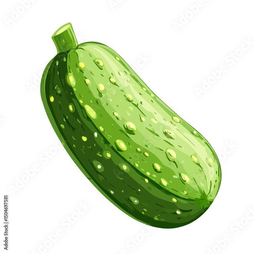 Cucumber, 2D isometric flat cartoon vector illustration isolated on white background.
