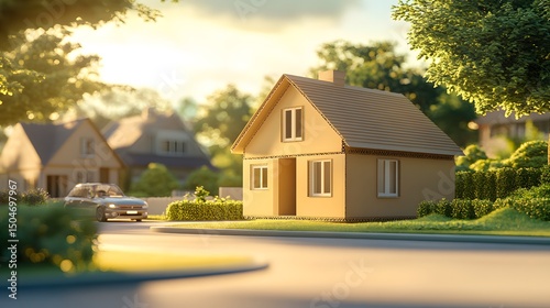 Cardboard House Model Suburban Dream Home