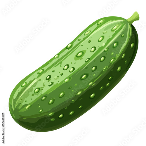 Cucumber, flat 2D isometric cartoon vector image isolated on white background.