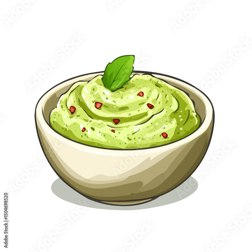 Guacamole, vector graphic, 2D flat isometric cartoon illustration on white background.
