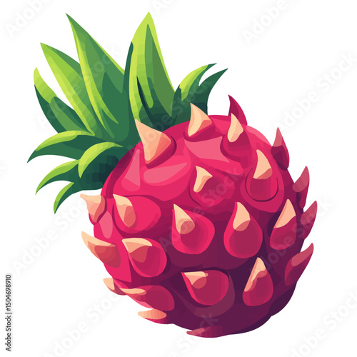 Dragon Fruit, flat 2D isometric cartoon vector image isolated on white background.