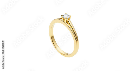 Obraz na plátně Classic solitaire diamond ring in yellow gold engagement ring wedding jewelry an