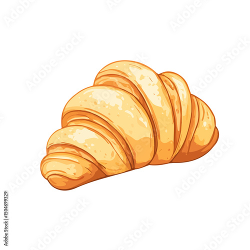 Croissant, cartoon vector illustration, flat 2D isometric style, white background.