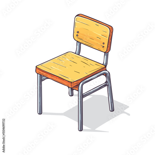 Classroom Chair, cartoon vector illustration, flat 2D isometric style, white background.