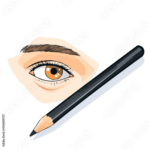 Eyebrow Pencil, vector graphic, 2D flat isometric cartoon illustration on white background.

