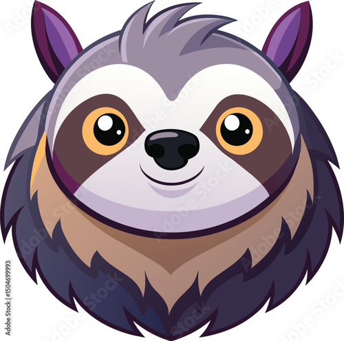 Cute Sloth Face Cartoon Animal Illustration